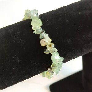 Natural Green Prehnite Chip Bead Stretch Bracelet Chakra Style